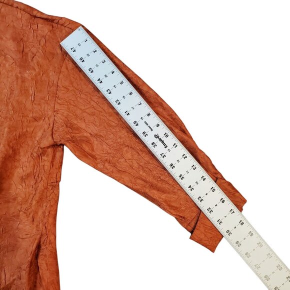 House of Harlow 1960 Blouse Womens Burnt Orange Crinkle Texture Oversized Tunic - Picture 10 of 12